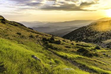 Sunset on a hiking day, Greece thumb