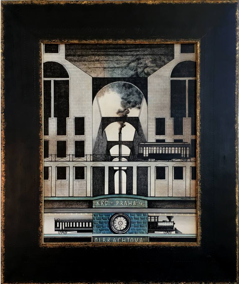 Original Architecture Painting by Stefano Mariani | Figurative Art on Other | TRANSITO 1