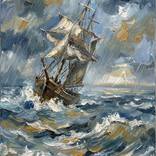 Storm at Sea with Ship by William Wells