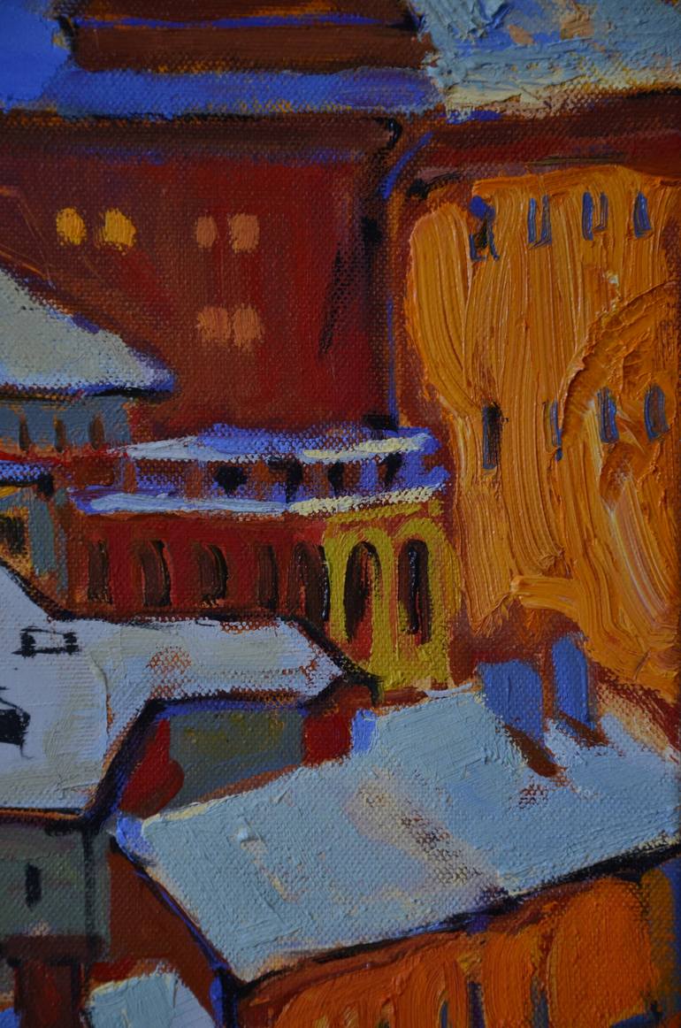 Original Abstract Expressionism Architecture Painting by Vira Hrabar