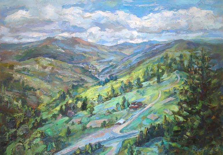 Mountain Pass Landscape Painting By Elena Reient Saatchi Art