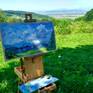 during a plein air session high up in the mountains