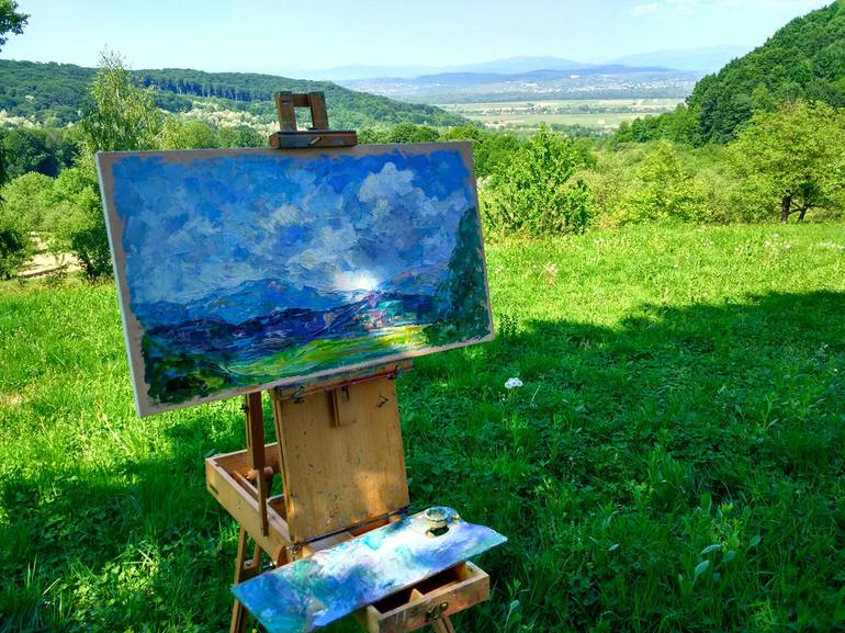 Original Expressionism Landscape Painting by Elena Reient
