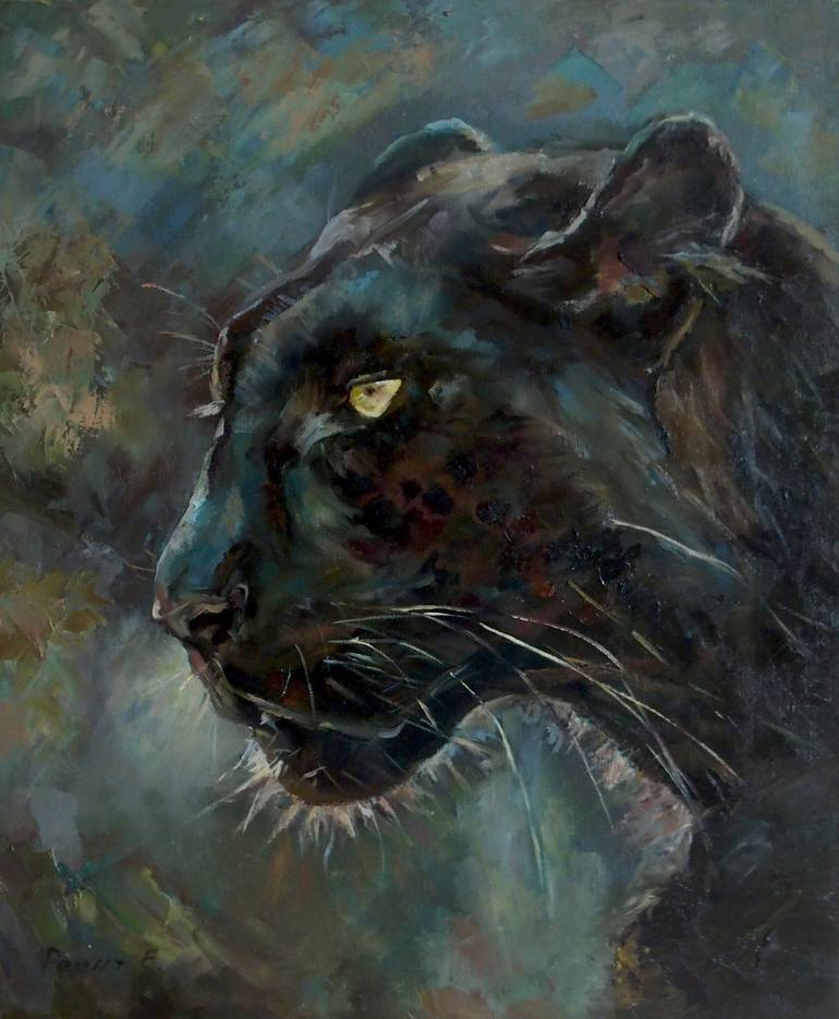 Panther black. Queen of the night. Painting by Elena Reient | Saatchi Art