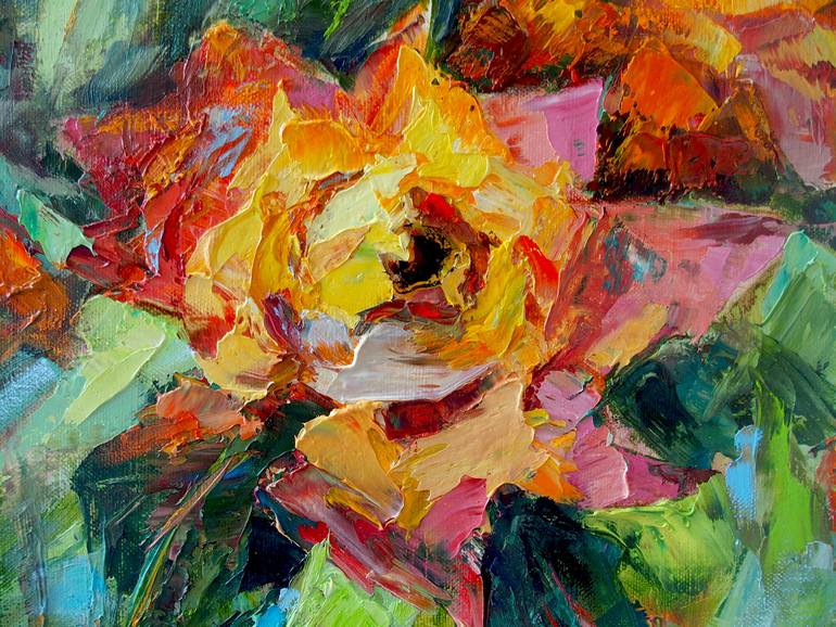 Original Expressionism Floral Painting by Elena Reient