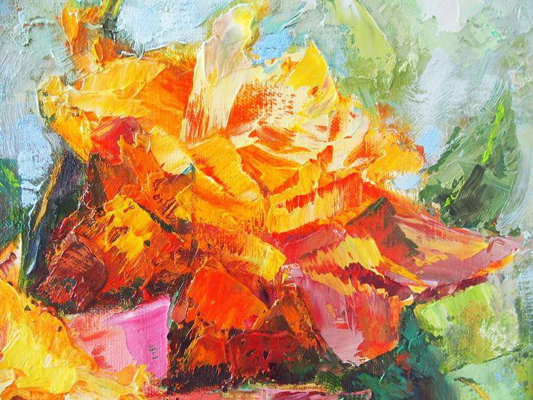 Original Expressionism Floral Painting by Elena Reient