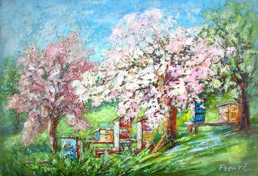 Original Expressionism Tree Paintings by Elena Reient