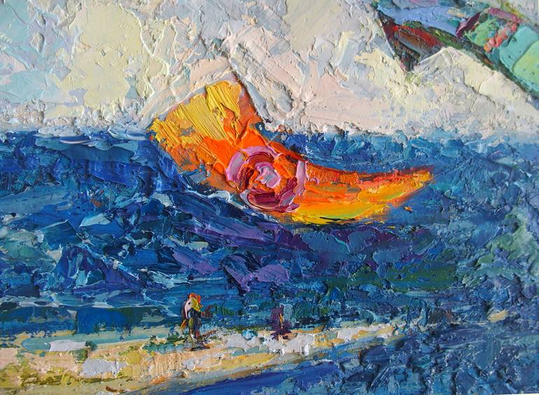 Original Abstract Expressionism Seascape Painting by Elena Reient