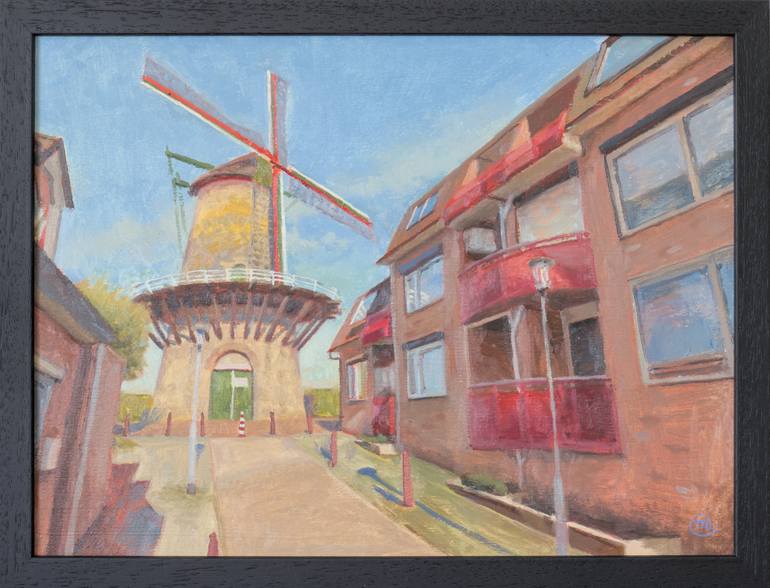 Original Architecture Painting by Mekenzie Martin | Impressionism Art on Plywood | Stadsmolen Axel