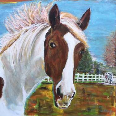 Horse silhouette, 16x20 in - Acrylics on Canvas Painting by Sudheshna  Bishoy