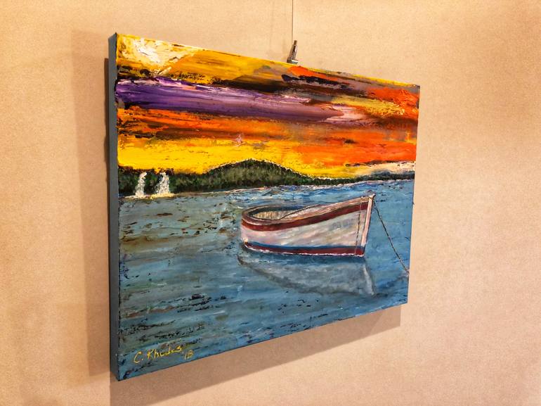 Original Impressionism Boat Painting by Corbyn Rhodes