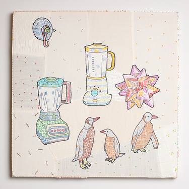 Blenders over penguins with suction cup - Embroidered Painting thumb