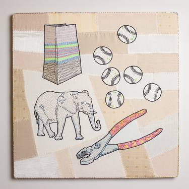 Bag and Elelphant - Embroidered Painting thumb