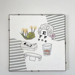 Snail with Five Candles - Embroidered Painting