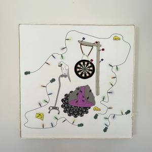 Holly and Darts - Embroidered Painting