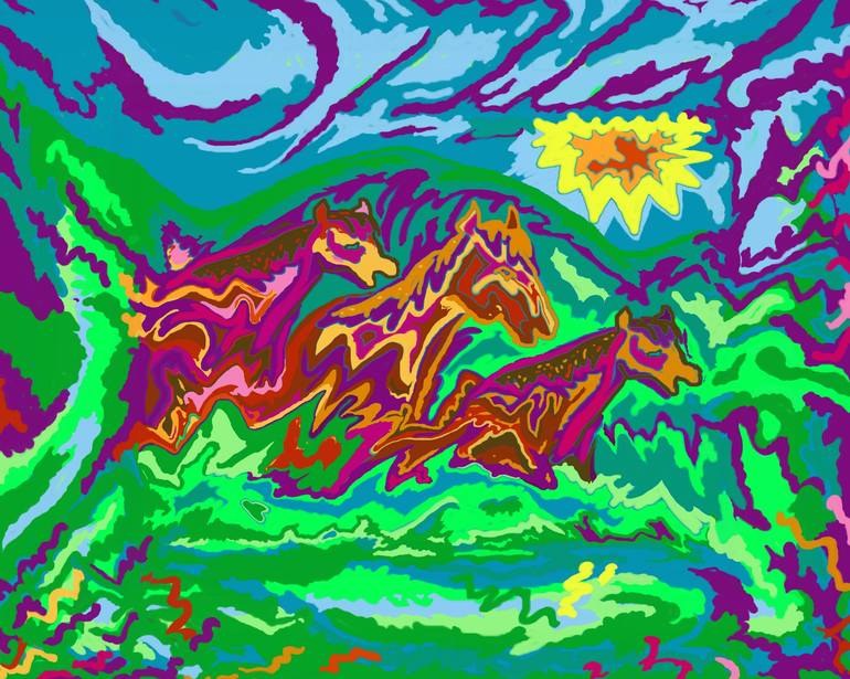 Purple Feathered Horses (extended version) - Print