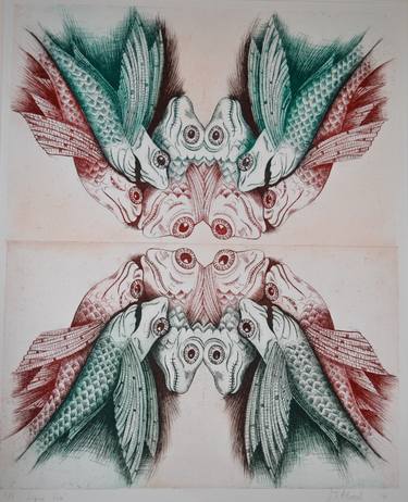 Original Conceptual Fish Printmaking by Judy Attwood