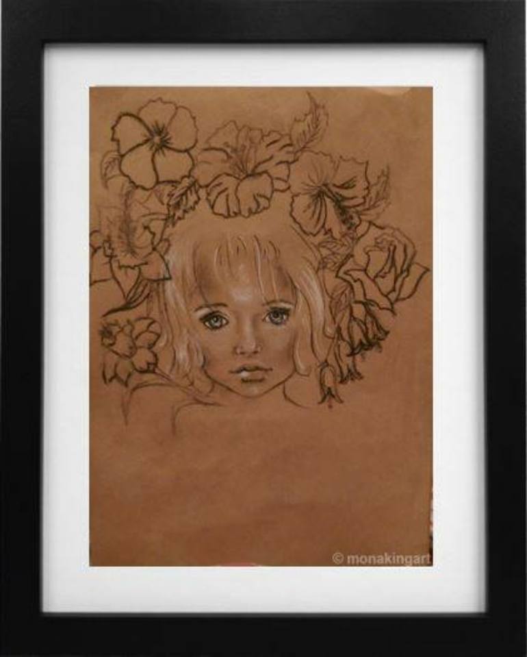 Original Figurative People Drawing by Mona King