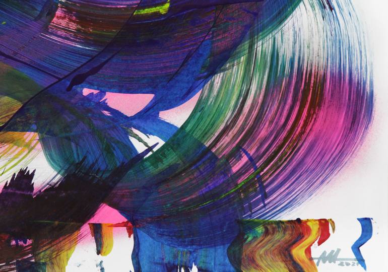 Original Abstract Expressionism Abstract Painting by Toli Menkiv