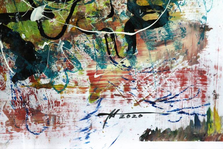 Original Abstract Expressionism Abstract Painting by Toli Menkiv