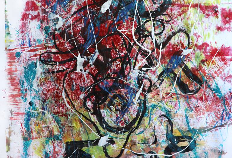 Original Abstract Expressionism Abstract Painting by Toli Menkiv