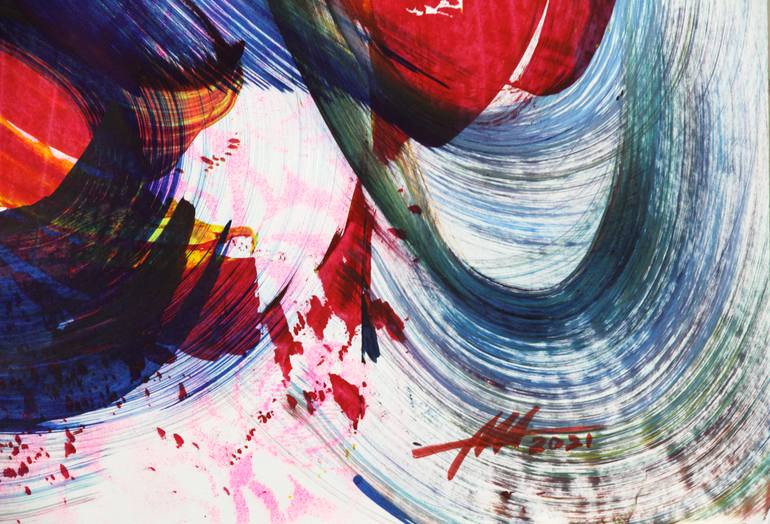 Original Abstract Expressionism Abstract Painting by Toli Menkiv