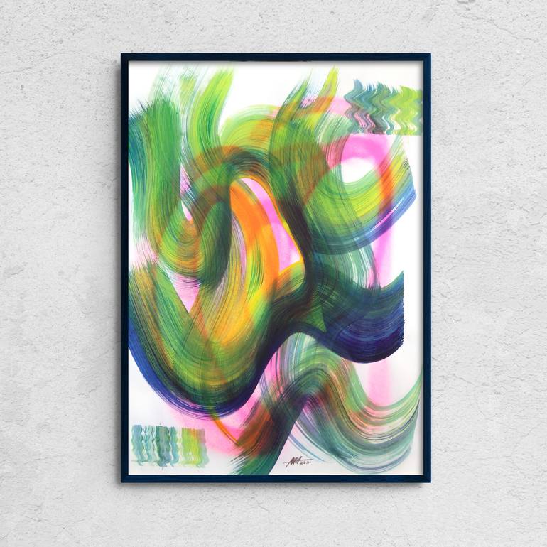 Original Abstract Expressionism Abstract Painting by Toli Menkiv