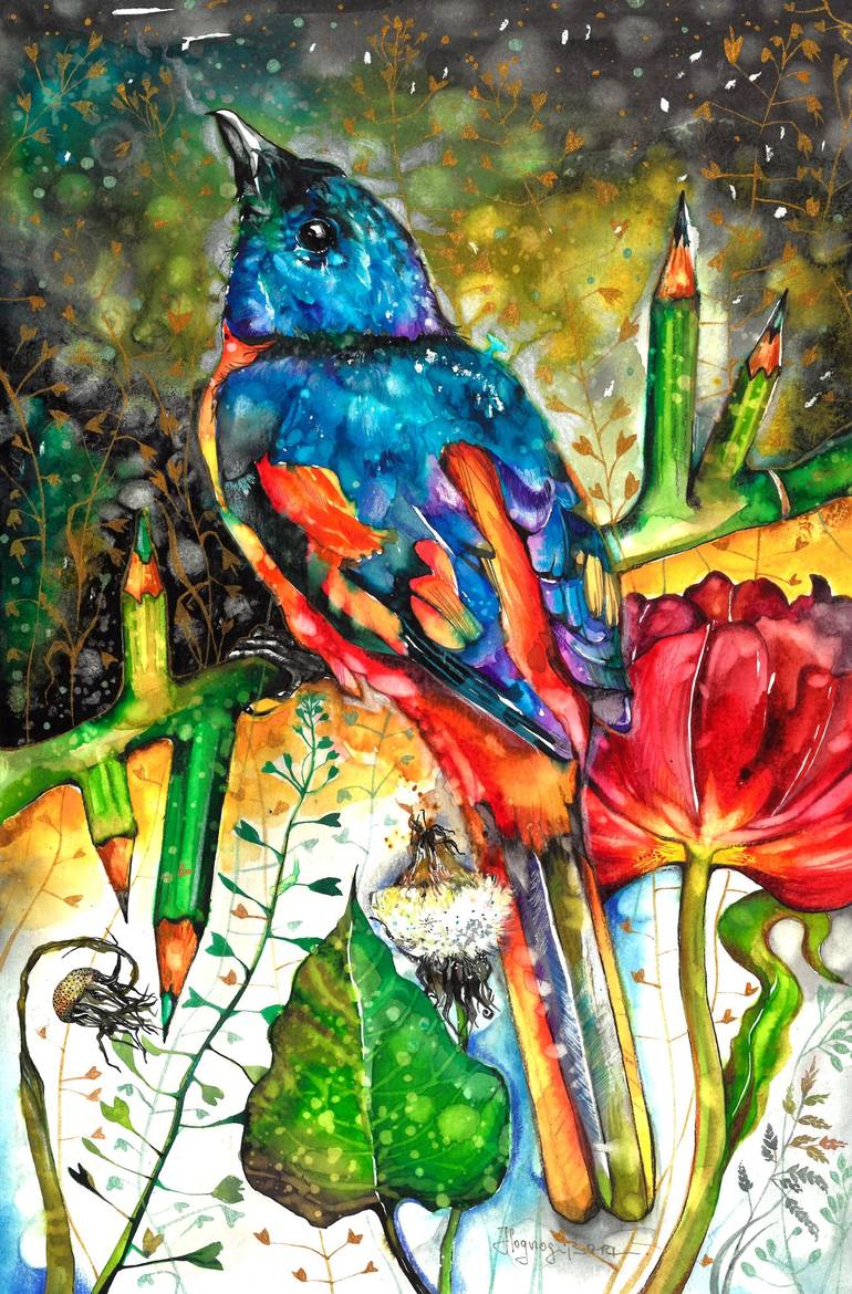 Print of Folk Botanic Paintings by Iulia Hognogi