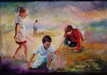 Original Surrealism Children Painting by Stephanie Pyren