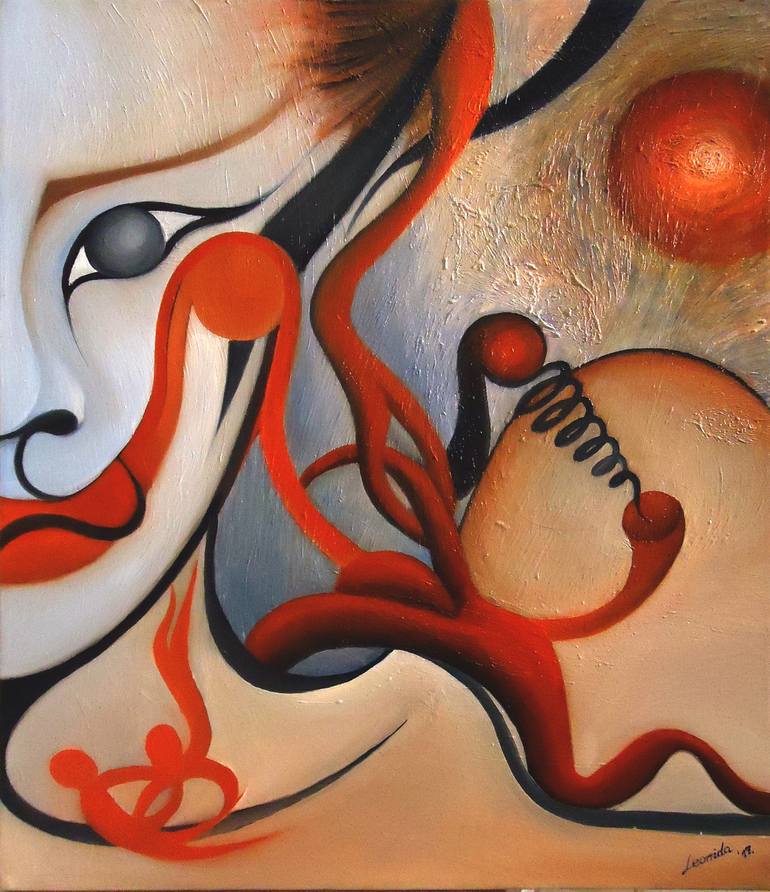 Original Abstract Love Painting by Leonida Savic