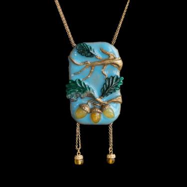 Pendant in art nouveau style with oak trees thumb