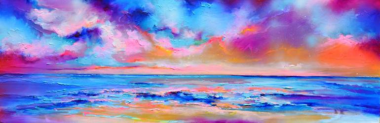 New Horizon 165 - Colorful Seascape Sunset Painting Painting by