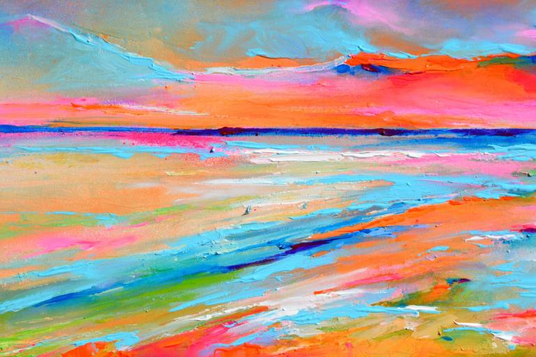 Original Impressionism Beach Painting by SOOS ROXANA GABRIELA