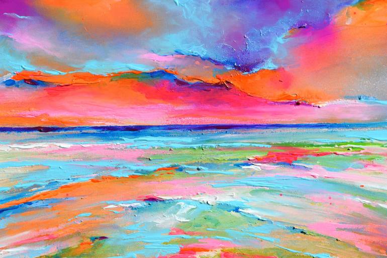 Original Impressionism Beach Painting by SOOS ROXANA GABRIELA