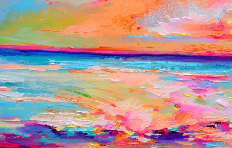 Original Impressionism Beach Painting by SOOS ROXANA GABRIELA