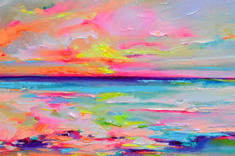 Original Impressionism Beach Painting by SOOS ROXANA GABRIELA