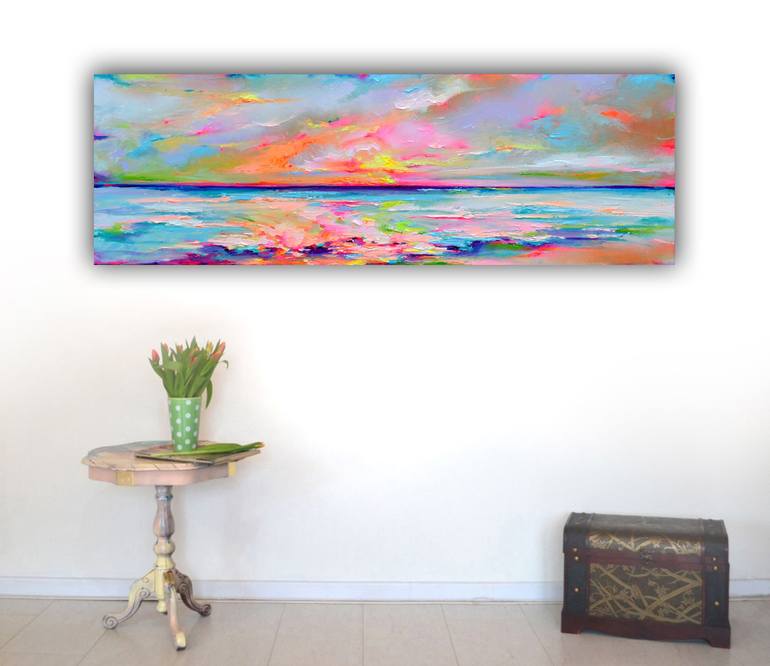 Original Impressionism Beach Painting by SOOS ROXANA GABRIELA