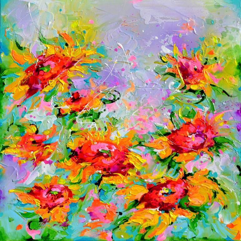 Original Impressionism Floral Paintings by Soos Roxana Gabriela