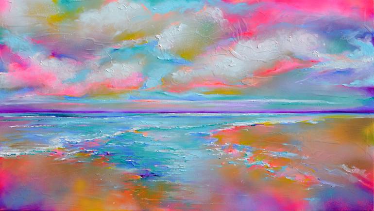 Original Impressionism Beach Painting by Soos Roxana Gabriela