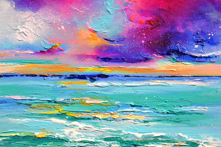 Original Impressionism Beach Painting by SOOS ROXANA GABRIELA