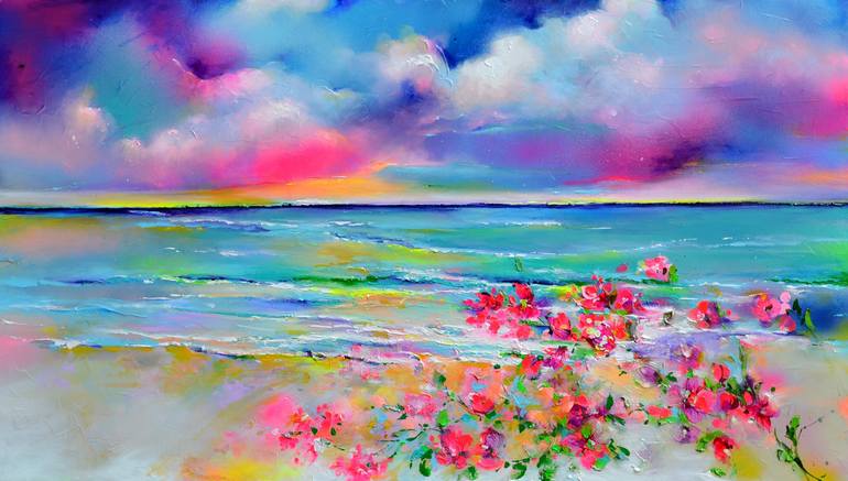 Original Impressionism Beach Paintings by Soos Roxana Gabriela