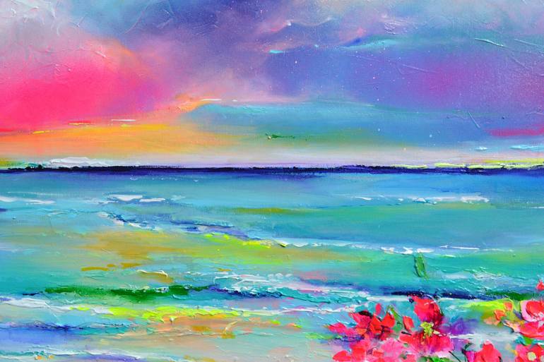 Original Impressionism Beach Painting by SOOS ROXANA GABRIELA