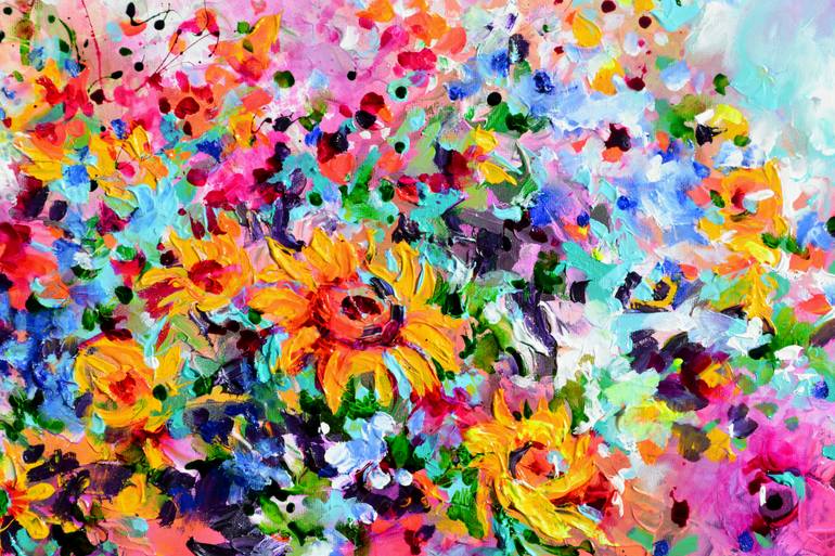 Original Abstract Floral Painting by Soos Roxana Gabriela