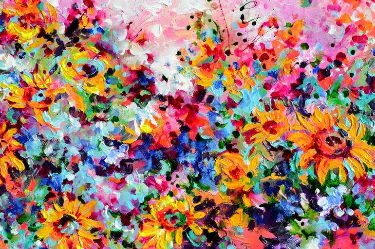 Original Abstract Floral Painting by Soos Roxana Gabriela