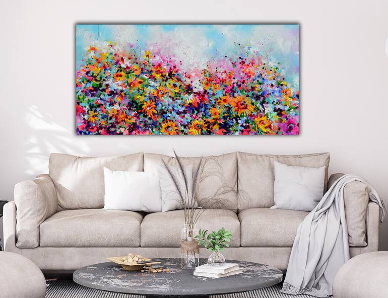 Original Abstract Floral Painting by Soos Roxana Gabriela