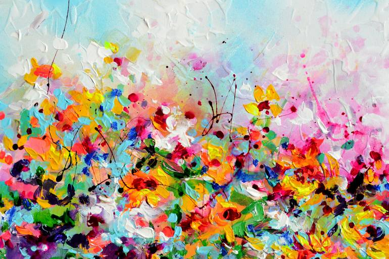 Original Abstract Floral Painting by Soos Roxana Gabriela