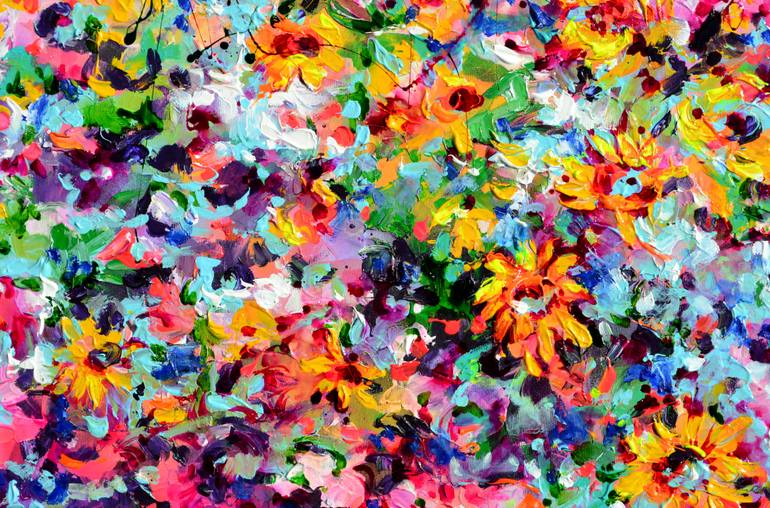 Original Abstract Floral Painting by Soos Roxana Gabriela