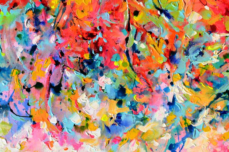 Original Abstract Garden Painting by Soos Roxana Gabriela