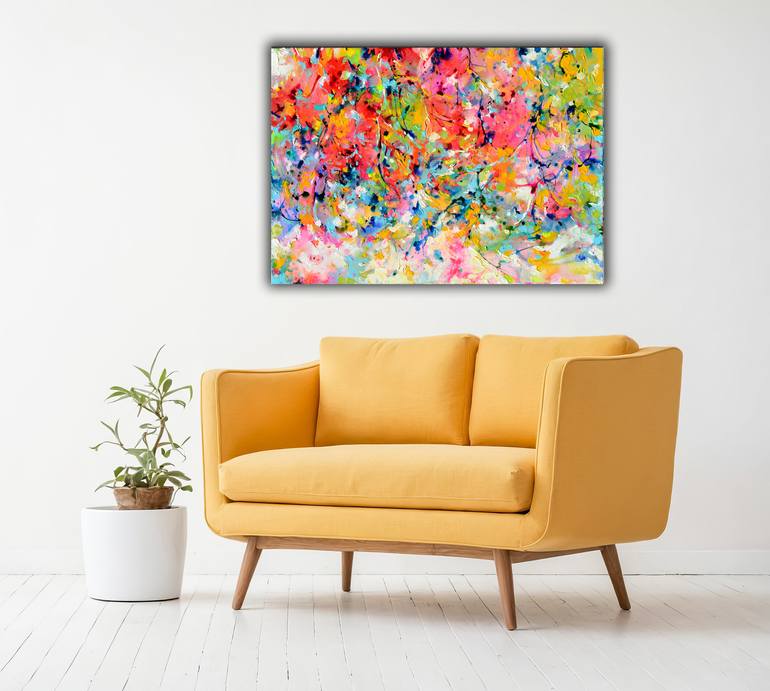 Original Abstract Garden Painting by Soos Roxana Gabriela