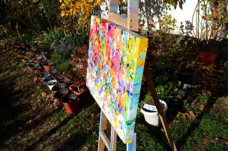 Original Abstract Garden Painting by Soos Roxana Gabriela
